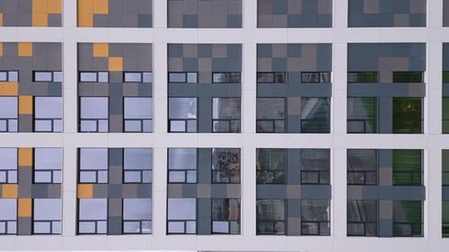 Facade of Modern Office or Residential Building Drone Video