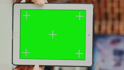 Tablet with Green Screen for Compositing