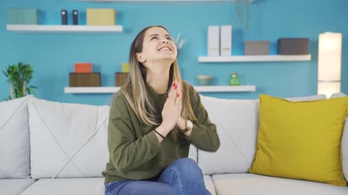 The young girl who is happy with the good news is happy.