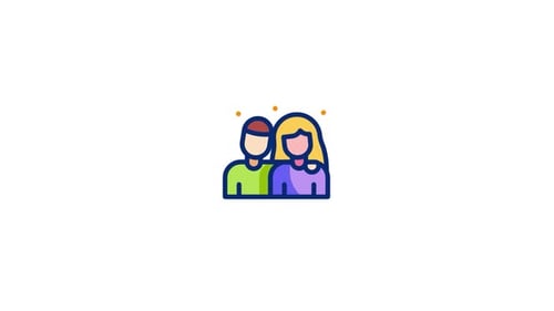 Animated Flat Design Couple Icon with Heart Reveal