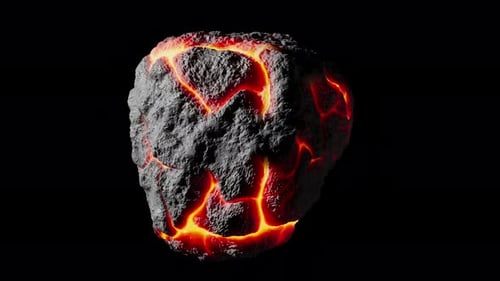 Animation 3D en boucle de la rotation d'un astéroïde extraterrestre. Canal Alpha.