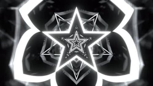 Black And White Fantastic Geometric Polygonal Star Pattern Background Vj Loop In 4K