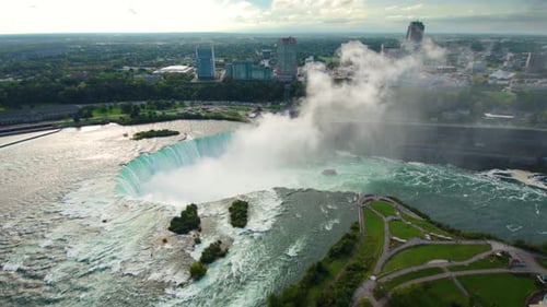 Niagara Falls View, Aerial Drone Beautiful Flying Tourism