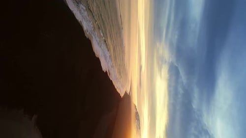 Vertical Video Icelandic Black Sand Beach Aerial View