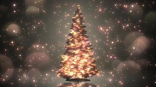 Sparkling Heart Christmas Tree with Bokeh Lights Background