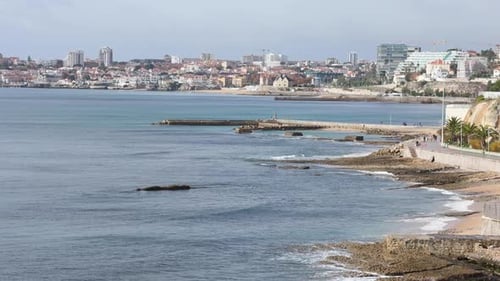 Coastal City View with Ocean and Beach