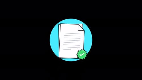 Document with Approved Symbol. Approved Document Concept Animation Video - Transparent