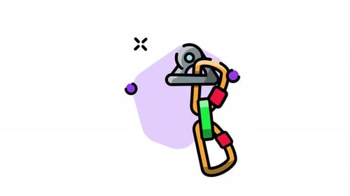 Animated Climbing Belay Device and Carabiner Icon