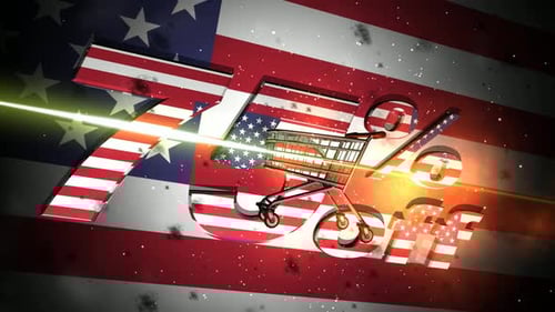 Dynamic American Flag 75 Percent Off Sale Text Animation