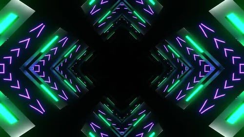 Purple And Turquoise Neon Pulsing Square Tunnel Background Vj Loop In HD