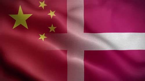 Realistic Waving Flags of China and Denmark