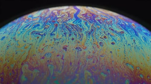 Chaotische Regenbogentextur im Inneren der Seifenblase