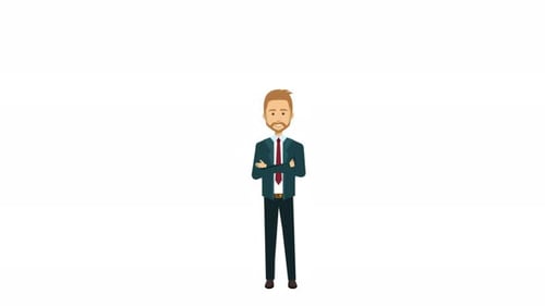 Animated Flat Design Businessman Character Walking Cycle