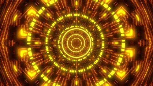 Flackerndes goldenes Neonlicht-Cybermuster, Kreis-Kunst-Hintergrund