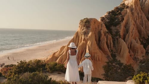 Mother And Son On Beach Vacation