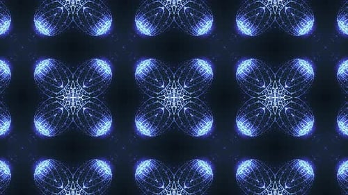 Abstract Glowing Blue Kaleidoscope Geometric Pattern Loop Background