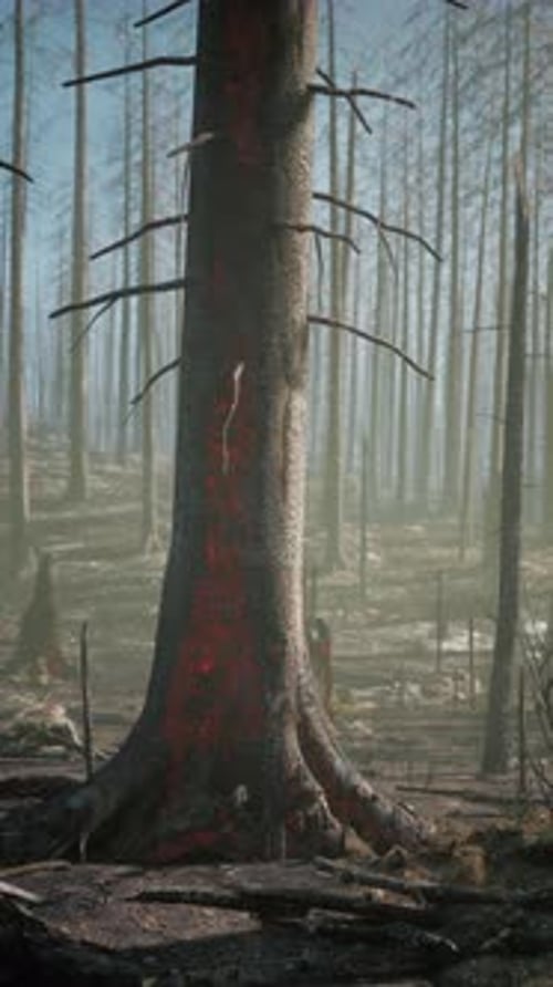 Charred Forest With Dead Trees