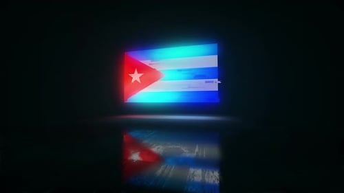 Cuba flag waving glitch noise