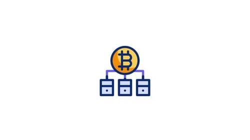 Animated Bitcoin Cryptocurrency Mining Network Flat Icon
