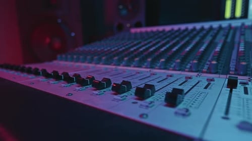 Part of Sound Board with Many Consoles in Studio of Records