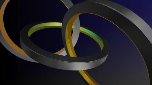 Abstract 3D Metallic Rings Looping Motion Background