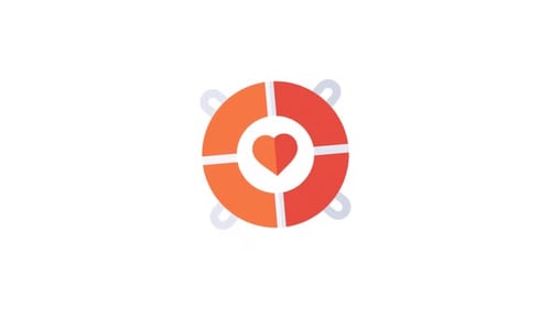 Animated Lifebuoy with Heart Support Icon Reveal