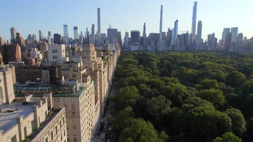 September 2021 - 4K aerial of Manhattan from Central Park, NYC, USA