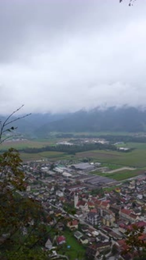 Elevated view of Radlje ob Dravi town in the Carinthia region of Slovenia