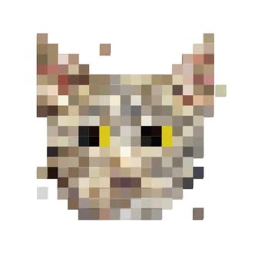 Animated Geometric Pixel Cat Head