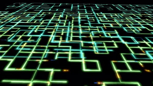 Futuristic Digital Grid Network Data Abstract Animation