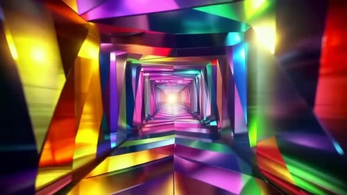 Futuristic Rainbow Crystal Tunnel Loop Animation