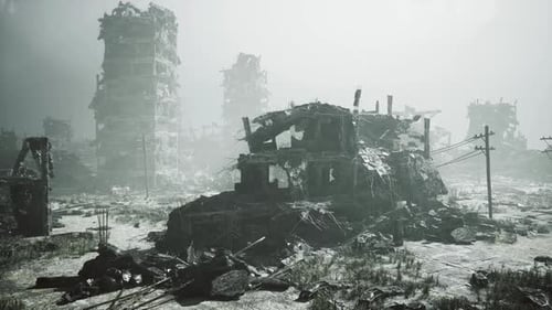 Abandoned Streets with Decay Desolate City Scene with Moss and Rust