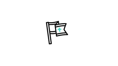 Sketch Waving Flag with Plus Sign Animation