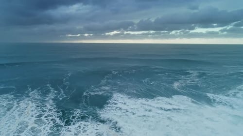 Aerial View on Big Waves Atlantic Ocean at Storm