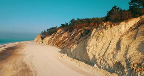 Beach With Rocks From A Bird's Eye View.