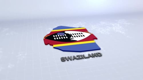 3D Animated Swaziland Map with National Flag