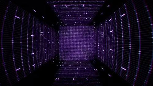 Abstract Futuristic Digital Grid Tunnel Loop Background