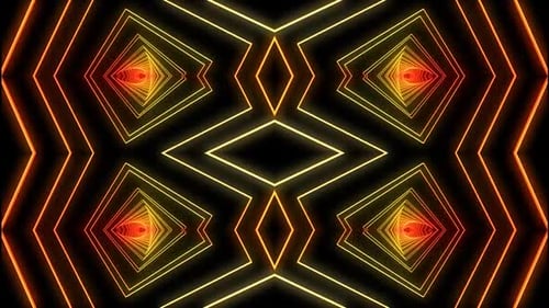Túnel de neón dinámico con fascinantes formas geométricas y líneas brillantes
