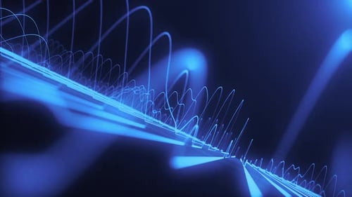 Abstract Digital Waveform Background with Glowing Blue Lines