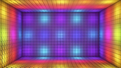 Cubes illuminés de haute technologie diffusant des pulsations, salle Stage 32