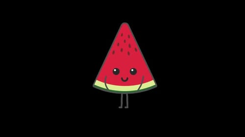 Cute Animated Watermelon Character Waving