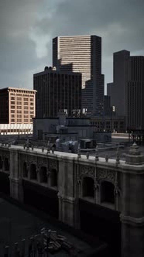 Modern Cityscape Showcases Towering Skyscrapers and Architectural Details