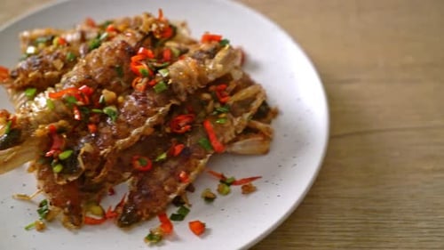 Stir Fried Mantis Shrimp on a Plate