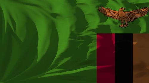 Realistic Waving Flag of Zambia Animated Loop