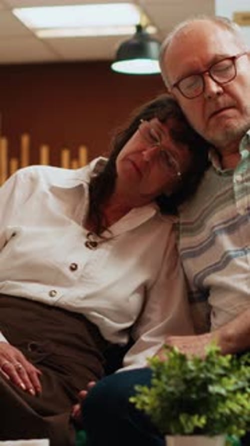 Vertical Video Elderly People Sleeping on Each Other