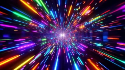 Animation de tunnel à grande vitesse avec traînées de néons colorés Hyper