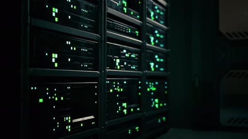 Network Server Room with Computers for Digital Tv Ip Communications