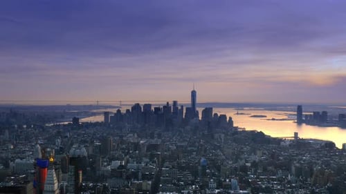 New York City Manhattan City Skyline with Freedom Tower / One World Trade Center shot in 4k high res