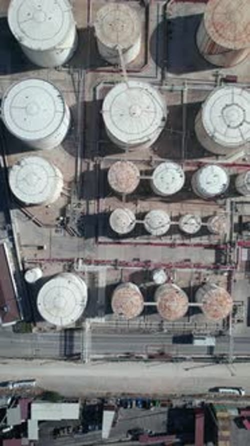 Aerial View of Industrial Storage Tanks Complex