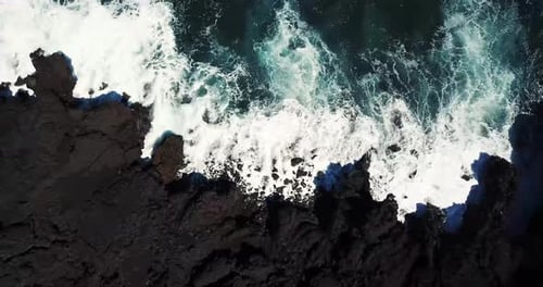 Puna Eruption Lava From Kilauea Volcano in Hawaii Meets Ocean Near Issac Hale Beach Park - Aerial Di